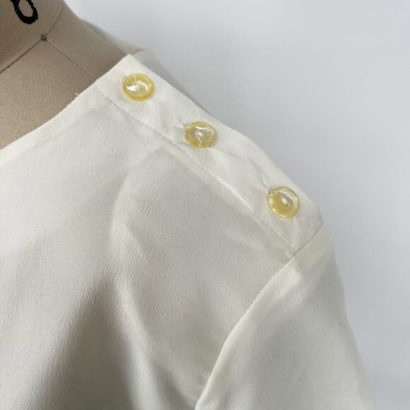 Vintage 90s Inseparables Short Sleeve Chiffon Blouse Ivory Medium/Large - Picture 5 of 8